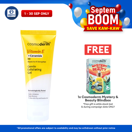 Cosmoderm Vitamin E Gentle Exfoliating Gel 50mL | Promotes Skin Regeneration Cosmoderm
