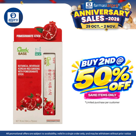Jung Kwan Jang Goodbase Botanical Beverage Korean Red Ginseng with Pomegranate Stick 10ml ×7s | Improve Skin Condition