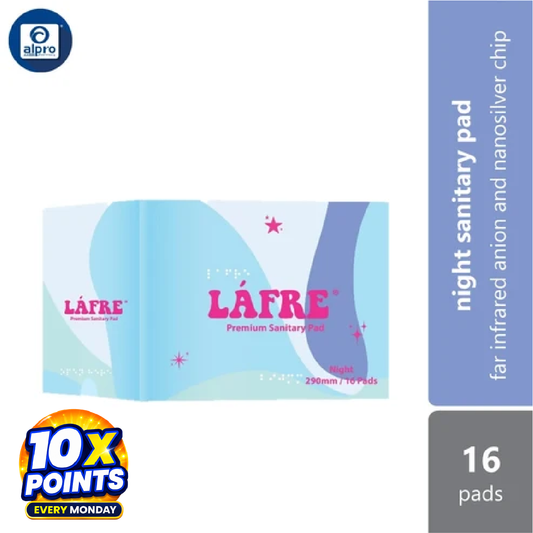 Lafre Sanitary Pads Night Use 290mm 16s | Lady Anion Far-IR Layer for Strong and Healthy Skin