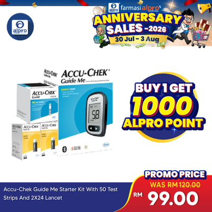 Accu-Chek Guide Me Starter Kit (with 50 Test Strips & 2×24 Lancet) | Transmit Result Wirelessly To Your Smartphone Accu-Chek