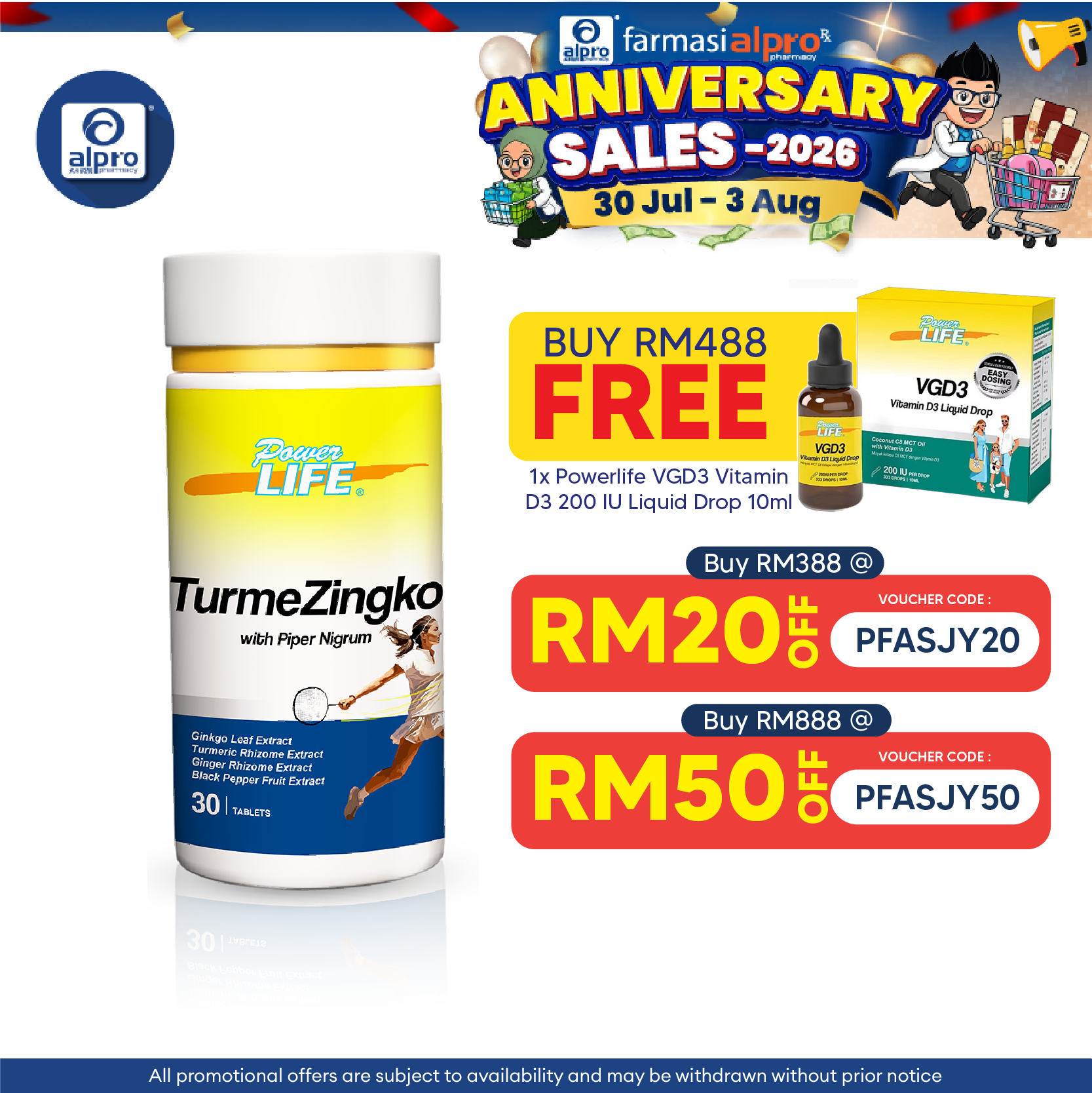 Powerlife Turmezingko with Piper Nigrum 30s | For Muscular Health Powerlife