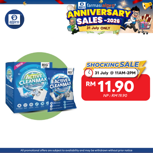 Big+ Active CleanMax Washer Cleaner 125g ×3s | Eliminate Odours & Compatible To All Washing Machines Big+