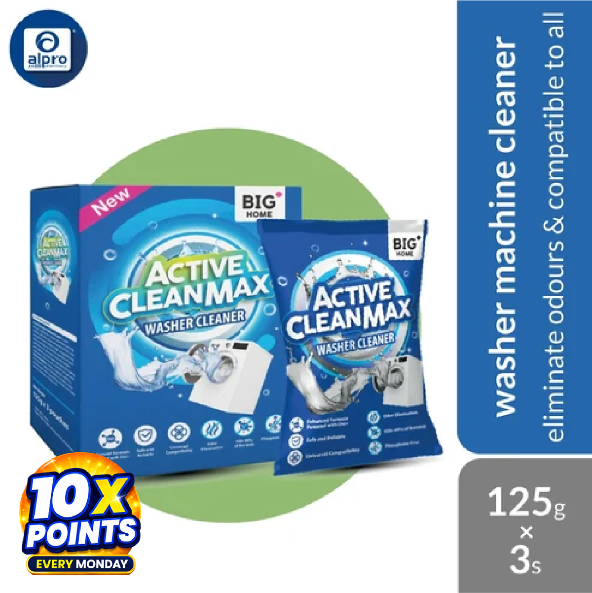 Big+ Active CleanMax Washer Cleaner 125g ×3s | Eliminate Odours & Compatible To All Washing Machines
