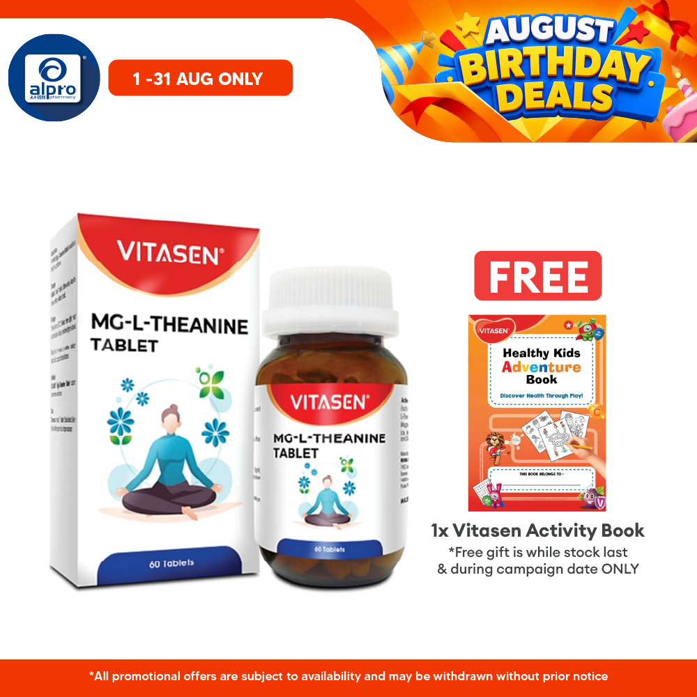 Vitasen MG-L-Theanine Tablet 60s | Restore Mood and Mind Vitasen