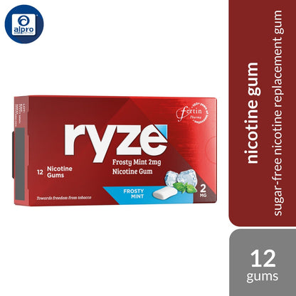 Ryze Frosty Mint 2mg Nicotine Gum 12s | Sugar-Free Nicotine Replacement Gum Ryze