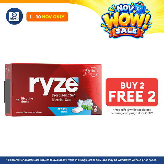 Ryze Frosty Mint 2mg Nicotine Gum 12s | Sugar-Free Nicotine Replacement Gum