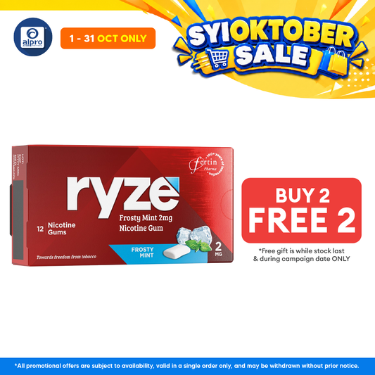 Ryze Frosty Mint 2mg Nicotine Gum 12s | Sugar-Free Nicotine Replacement Gum