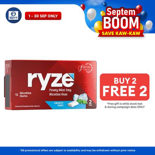 Ryze Frosty Mint 2mg Nicotine Gum 12s | Sugar-Free Nicotine Replacement Gum Ryze