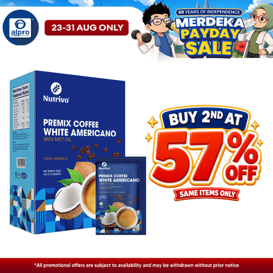 Nutrivo Keto Premix Coffee White Americano with MCT Oil 21g ×12s | Keto Diet Friendly Nutrivo