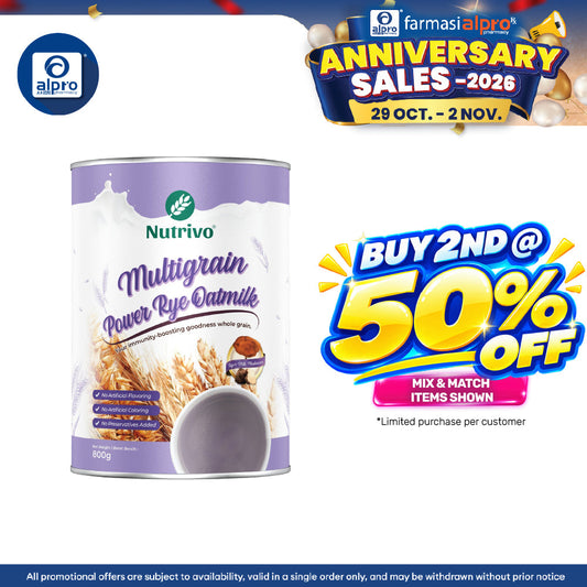 Nutrivo Multigrain Power Rye Oatmilk with Tiger Milk Mushroom 800g | Boost Body Immunity