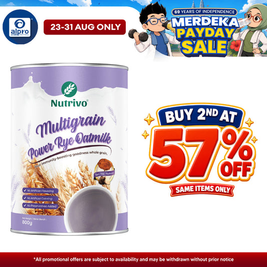 Nutrivo Multigrain Power Rye Oatmilk with Tiger Milk Mushroom 800g | Boost Body Immunity Nutrivo