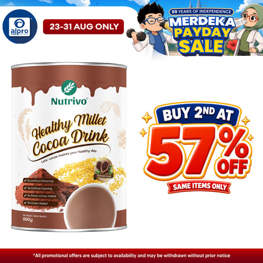 Nutrivo Healthy Millet Cocoa Drink 800g | Smooth Velvety Chocolate Nutrivo