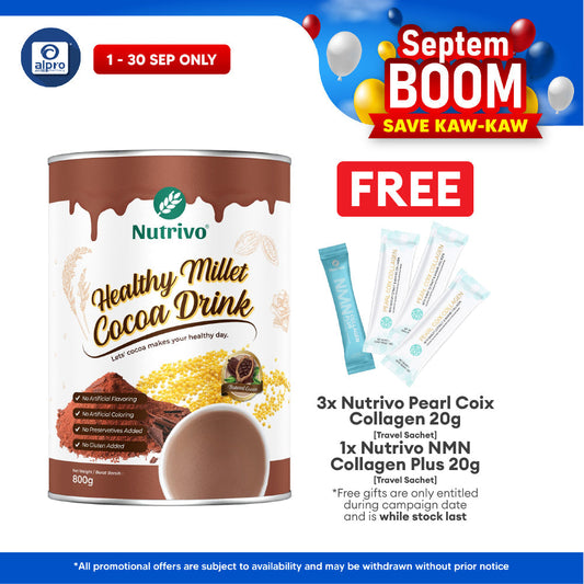 Nutrivo Healthy Millet Cocoa Drink 800g | Smooth Velvety Chocolate Nutrivo