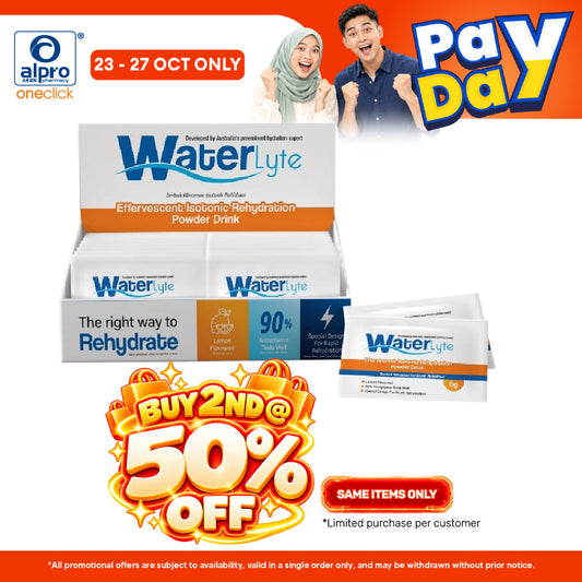 Waterlyte Isotonic Rehydration Powder Drink 5g X 50s | Helps Restore Fluid and Electrolyte Balance