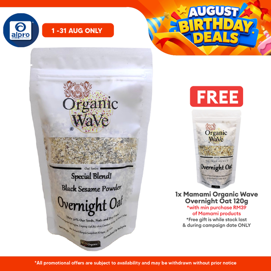 Mamami Organic Wave Overnight Oats Black Sesame Powder 120g | Organic Black Sesame Powder Mamami