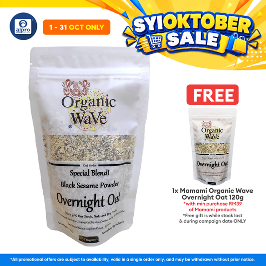 Mamami Organic Wave Overnight Oats Black Sesame Powder 120g | Organic Black Sesame Powder