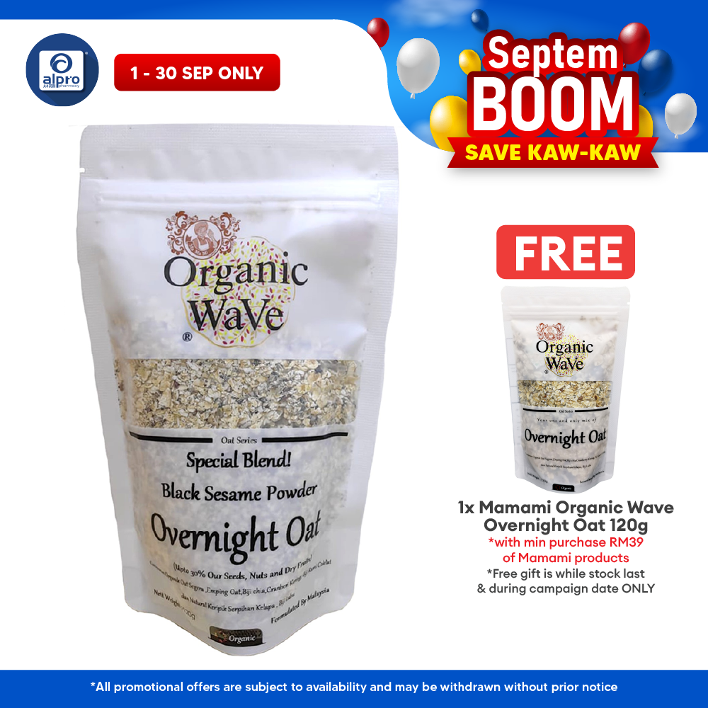 Mamami Organic Wave Overnight Oats Black Sesame Powder 120g | Organic Black Sesame Powder Mamami