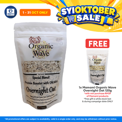 Mamami Organic Wave Overnight Oats Protein Booster Okara Powder 120g | Improve Glucose Tolerance