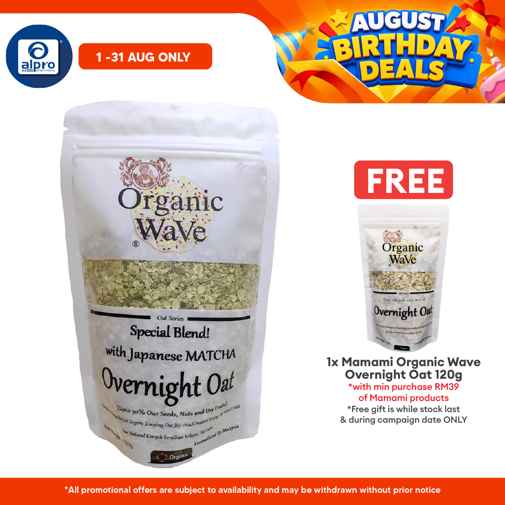 Mamami Organic Wave Overnight Oats Matcha & Chlorella 120g | Organic Mamami