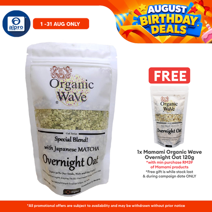 Mamami Organic Wave Overnight Oats Matcha & Chlorella 120g | Organic Mamami