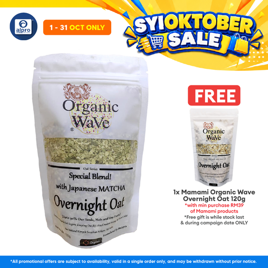 Mamami Organic Wave Overnight Oats Matcha & Chlorella 120g | Organic