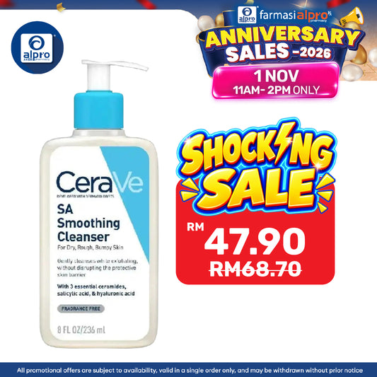 Cerave SA Smoothing Cleanser 236ml | Maintains Skin Natural Moisture