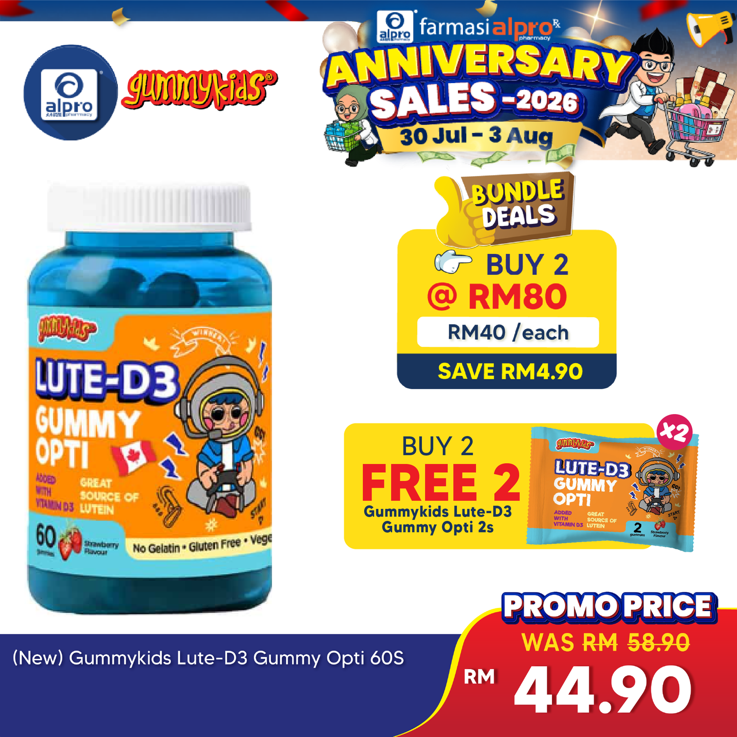 Gummykids Lute-D3 Gummy Opti 60s | Eye Health support Gummykids