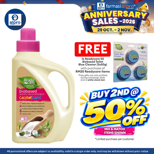 ReadyCare Signature Selection Biobased Laundry Liquid Detergent Colour Care 2.1L | Prevent Color Fade and Redeposition
