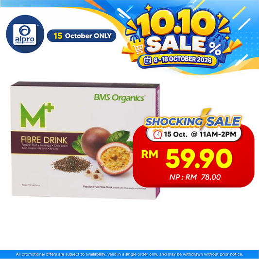 BMS Organics M+ Fibre Drink 10g×15s | Combination Of Taste & Nutrition