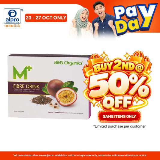BMS Organics M+ Fibre Drink 10g×15s | Combination Of Taste & Nutrition