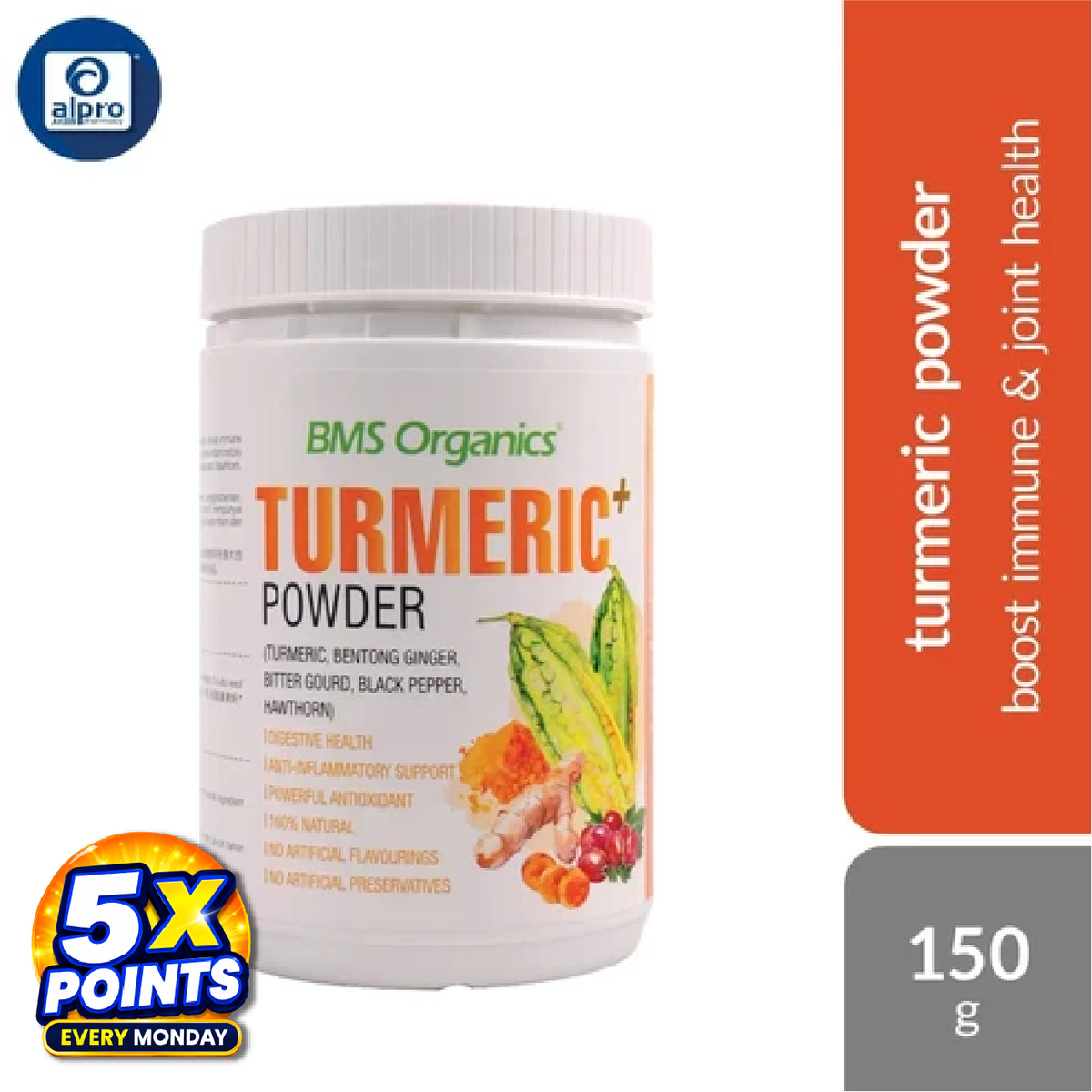 BMS Organics Turmeric+ Powder 150g | Boost Immune & Joint Health