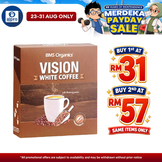 BMS Organics 3-In-1 Vision White Coffee 30g×10s | Protect Heart & Eye Health BMS Organics