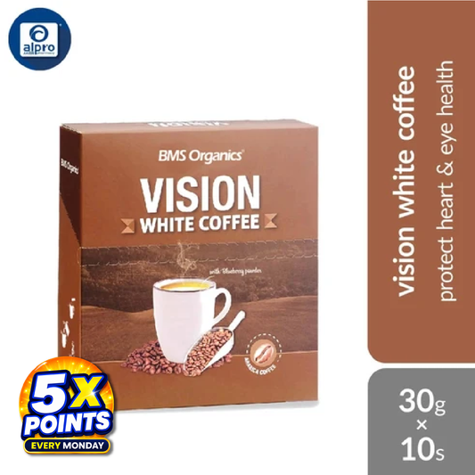 BMS Organics 3-In-1 Vision White Coffee 30g×10s | Protect Heart & Eye Health