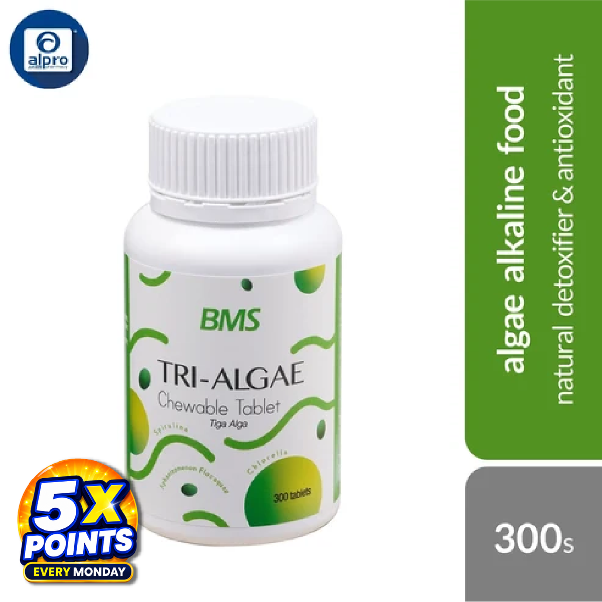 BMS Organics Tri-Algae (300 Tablets) 200mg | Natural Detoxifier & Antioxidant