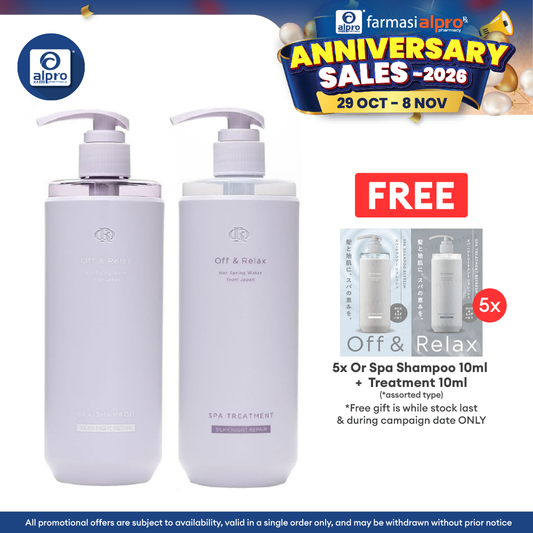 Off & Relax Spa Shampoo Treatment Set (Shampoo 460ml + Treatment 460ml) | Silky Night Repair
