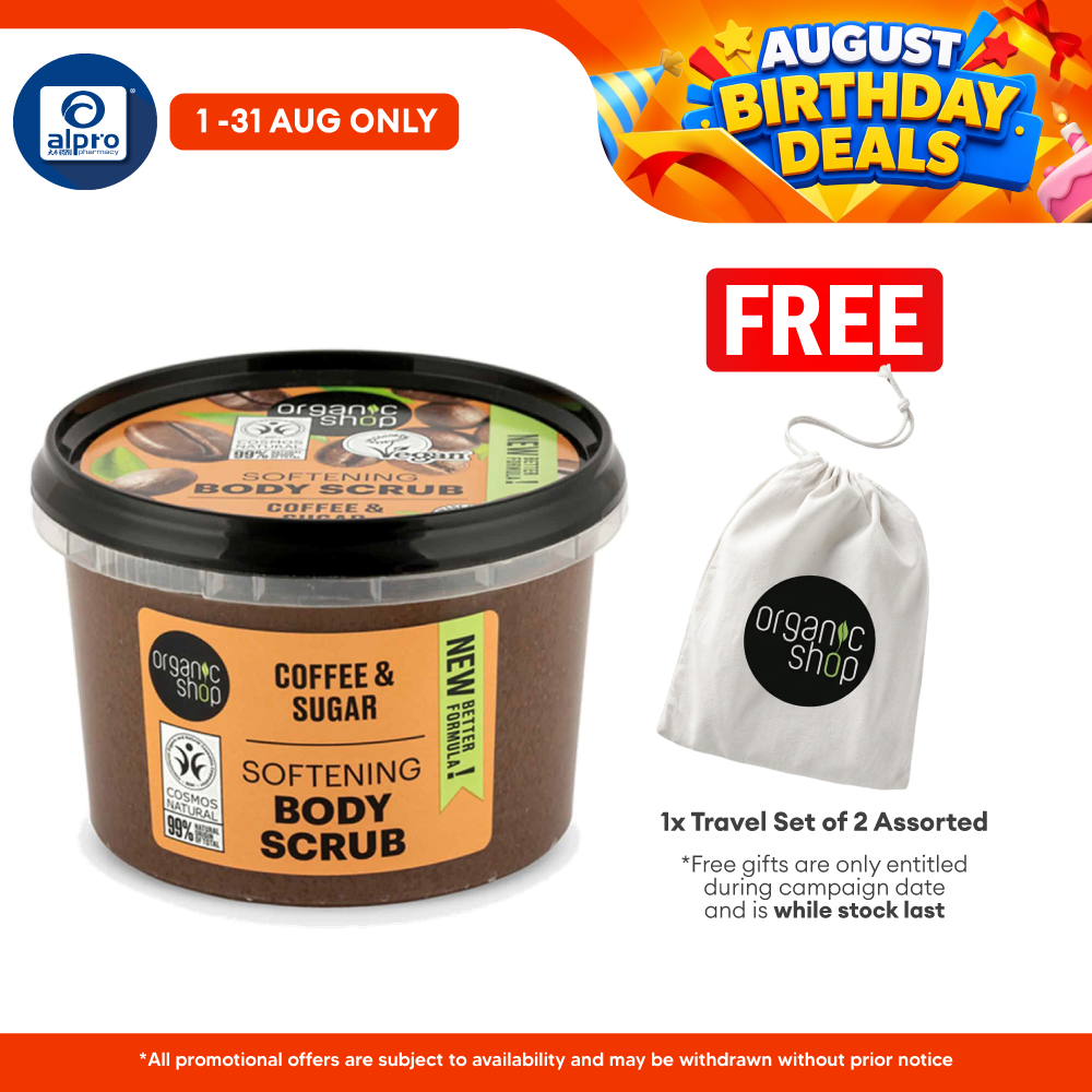 Organic Shop Softening Body Scrub Coffee 250mL | Exfoliate & Smoothens Skin Organic Shop