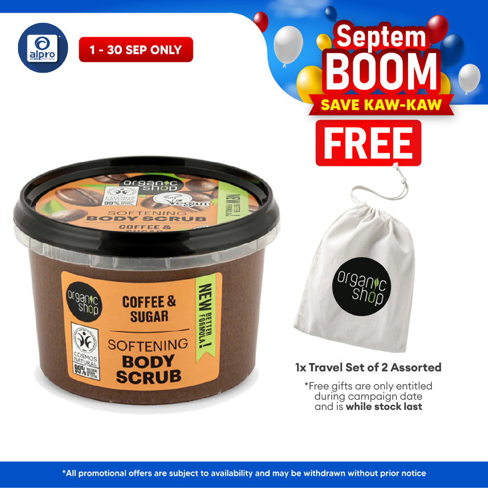 Organic Shop Softening Body Scrub Coffee 250mL | Exfoliate & Smoothens Skin Organic Shop