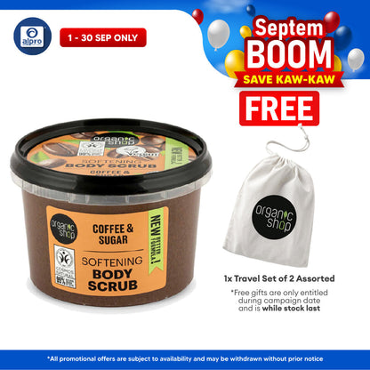 Organic Shop Softening Body Scrub Coffee 250mL | Exfoliate & Smoothens Skin Organic Shop