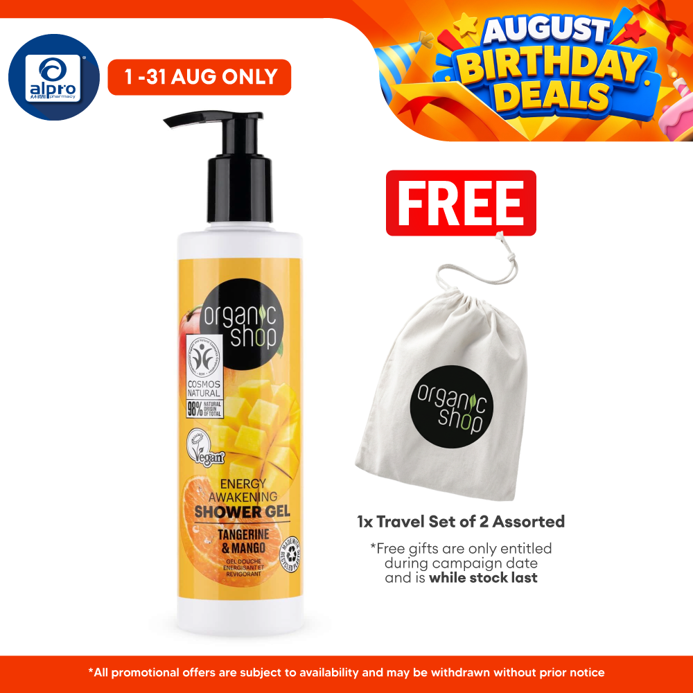 Organic Shop Energy Awakening Shower Gel Tangerine and Mango 280mL | Radiant Glowing Skin Organic Shop