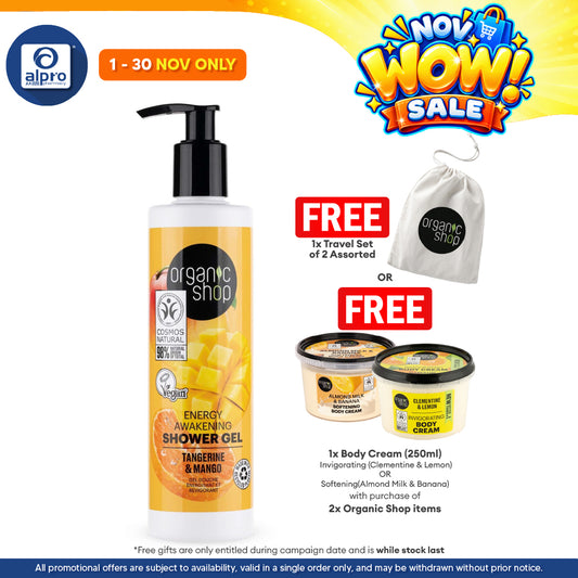 Organic Shop Energy Awakening Shower Gel Tangerine and Mango 280mL | Radiant Glowing Skin