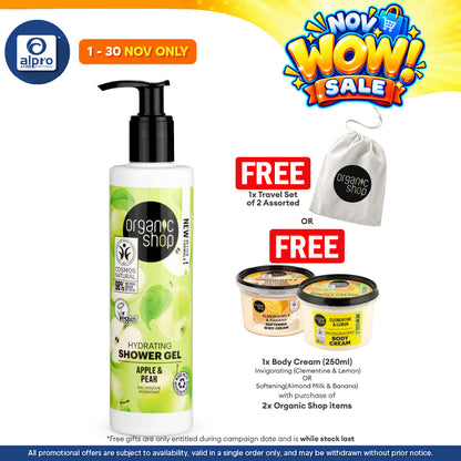 Organic Shop Hydrating Shower Gel Apple and Pear 280mL | Nourish & Refresh Skin