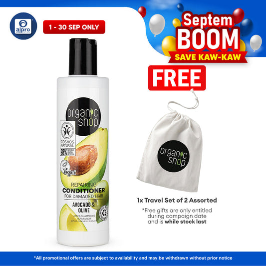 Organic Shop Repairing Conditioner for Damaged Hair Avocado and Olive 280mL | Nourish & Calms Scalp Organic Shop