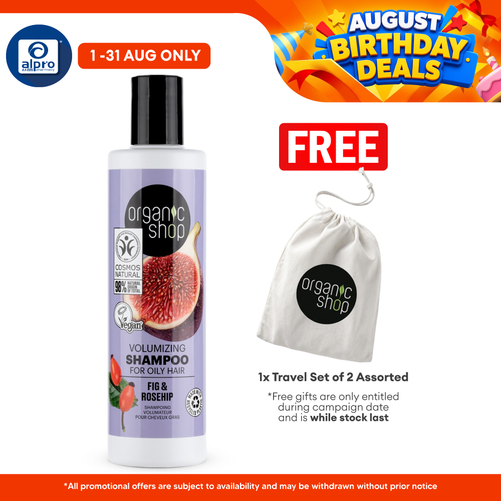 Organic Shop Volumizing Shampoo for Oily Hair Fig and Rosehip 280mL | Restore Balance to Scalp Organic Shop