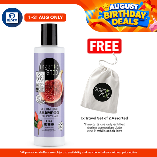 Organic Shop Volumizing Shampoo for Oily Hair Fig and Rosehip 280mL | Restore Balance to Scalp Organic Shop