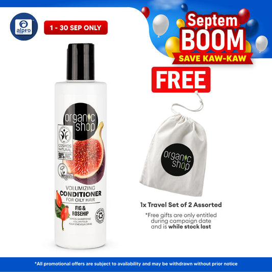 Organic Shop Volumizing Conditioner for Oily Hair Fig and Rosehip 280mL | Restore Balance to Scalp Organic Shop