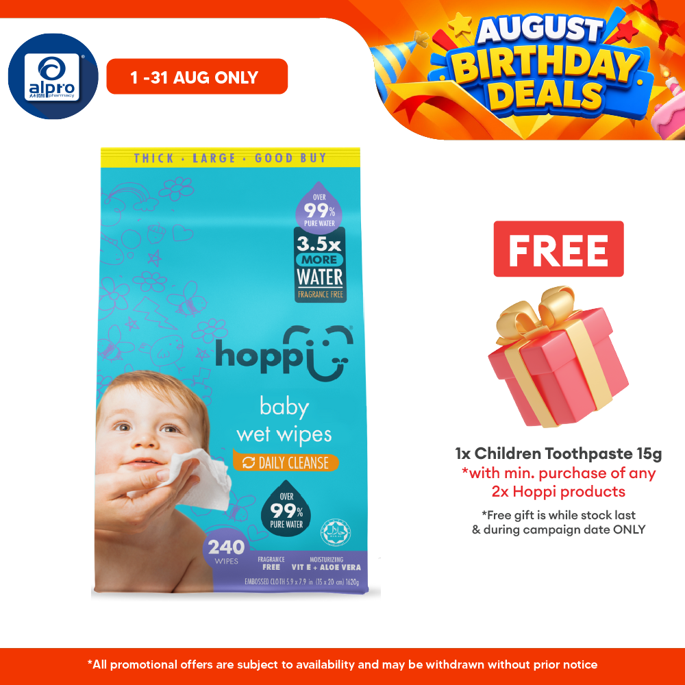 Hoppi 80 Sheets 3-in-1 Bundle Pack Baby Wet Wipes (NEW) Hoppi