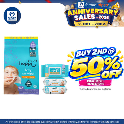 Hoppi 80 Sheets 3-in-1 Bundle Pack Baby Wet Wipes (NEW)