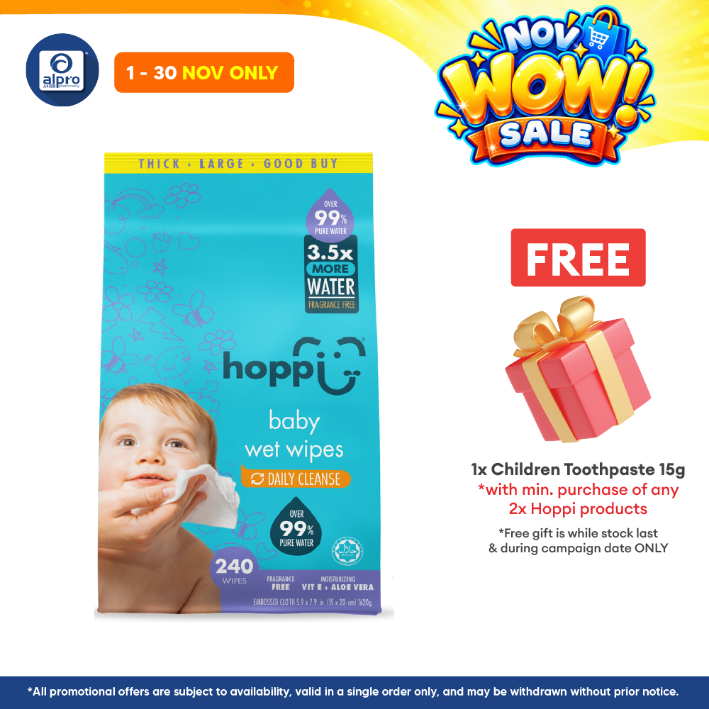 Hoppi 80 Sheets 3-in-1 Bundle Pack Baby Wet Wipes (NEW)