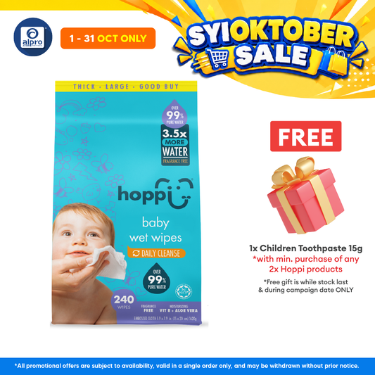 Hoppi 80 Sheets 3-in-1 Bundle Pack Baby Wet Wipes (NEW)