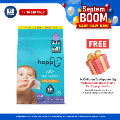 Hoppi 80 Sheets 3-in-1 Bundle Pack Baby Wet Wipes (NEW) Hoppi